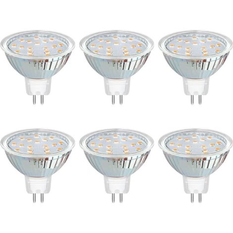Ampoule GU5.3 LED 12V 3W Blanc Chaud 3000K 300LM, Ø50mm MR16, 120 Degrés, Équivalent GU5.3 20W Halogen, AC/DC 12V Spot LED GU5.3 pour Cuisine Armoire, Non-dimmable, lot de 6 [Classe énergétique F]