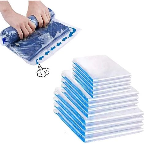 Sac de Rangement sous Vide - ZGEER - 12Pcs - Réutilisables - 100% Étanches - Économise de l'Espace (1/4)
