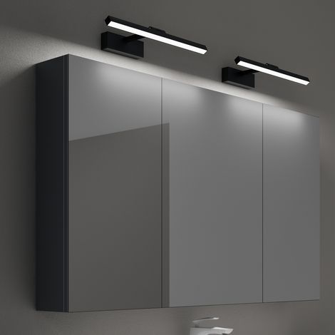 Mai & Mai – Armoire murale de salle de bain 120x15x70cm – 3 portes – Miroir argenté sans cuivre – 2 lampes LED rotatives 40cm – Étagères ajustables - SpiegelSR-02 (1/5)