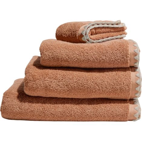 Serviette de toilette en Éponge unie et point feston triangulaire NERYDA (1/4)