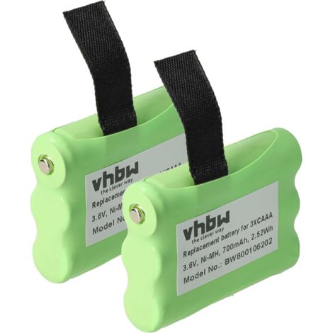 vhbw 2x Battery Replacement for 53617, KEBT-086-B for Radio, Walkie-Talkie (700 mAh, 3.6 V, NiMH)