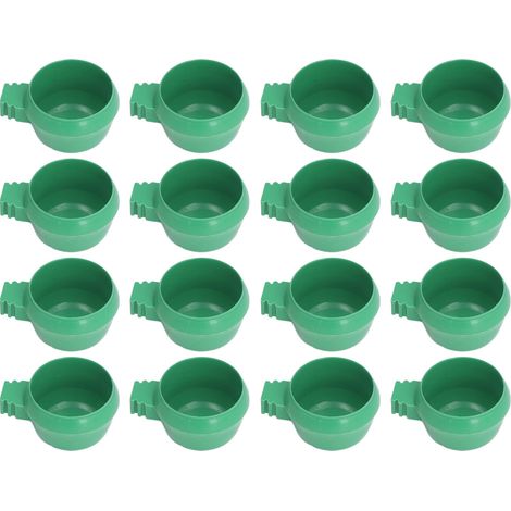 25 pièces mini gamelles rondes vertes pour oiseaux et perroquets, mangeoires et abreuvoirs encastrables pour fermes et maison (1/5)