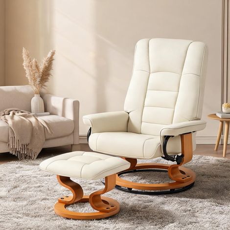 Fauteuil crème en revêtement synthétique 76 x 85 x 104 cm (1/5)