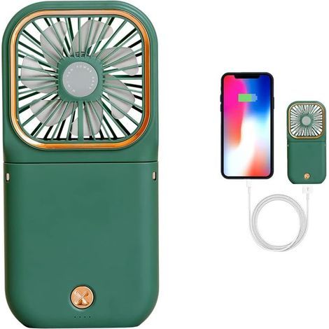 Ventilateur portable rechargeable par USB, mini ventilateur de bureau avec batterie intégrée de 3000 mAh, fonctionnant aussi comme batterie externe (1/5)