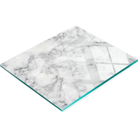 Tablero de cocina de vidrio templado con gr谩ficos de m谩rmol blanco, 60x52 cm