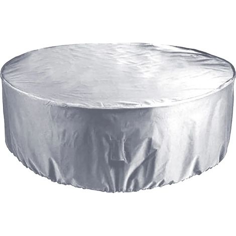 Housse de table de patio ronde 1 pièce 160x90cm polyester argenté mobilier d'extérieur (1/4)