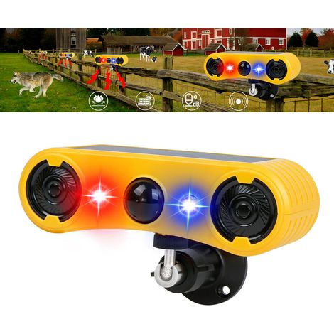 Alarme sonore et lumineuse infrarouge à énergie solaire, étanche IP65, adaptée aux fermes, vergers, ranchs et jardins. (1/5)