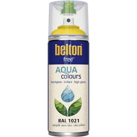 belton free Lackspray AQUAcolours 400 ml rapsgelb hochglanz Wasserlack (1/3)