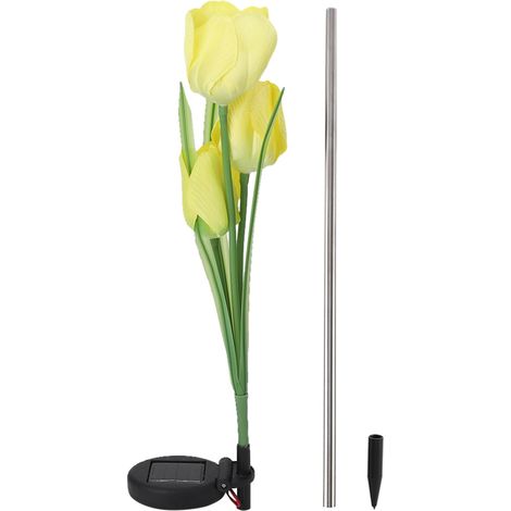 Lampe de jardin solaire en forme de tulipe, éclairage de sol extérieur, éclairage décoratif pour la maison et le jardin. (1/5)