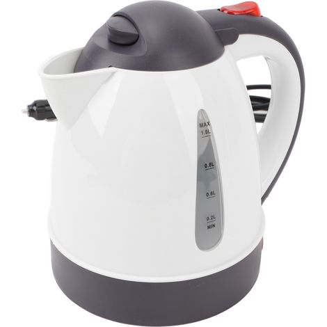 Bouilloire électrique portable pour voiture 1000 ml, idéale pour les voyages en voiture ou en camion. Fonction allume-cigare, chauffe-eau, thé et café. Arrêt automatique. Blanche, 24 V, 250 W. (1/5)