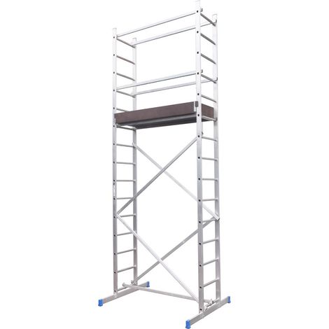 Monmobilierdesign – Echafaudage en aluminium 5m – Hauteur de travail 5m – Charge maximale 150kg – Antidérapant et stable – Plateforme réglable