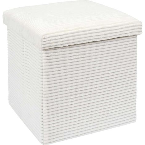 Pouf de rangement pliable effet côtelé (1/5)