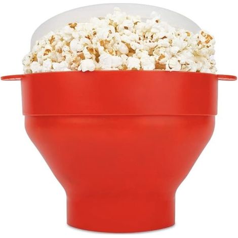 Bol pliable pour machine à popcorn - Préparez du popcorn au micro-ondes - rouge (1/5)