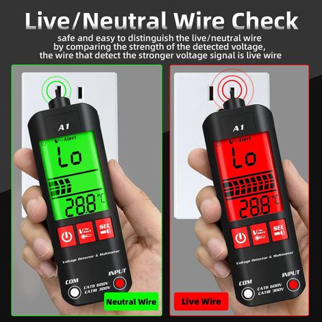 Multimètre Numérique A1 Multimètre Intelligent avec Détection de Fils Vivants, NCV et Lampe Torche - Test de Tension Automatique AC/DC (1/5)
