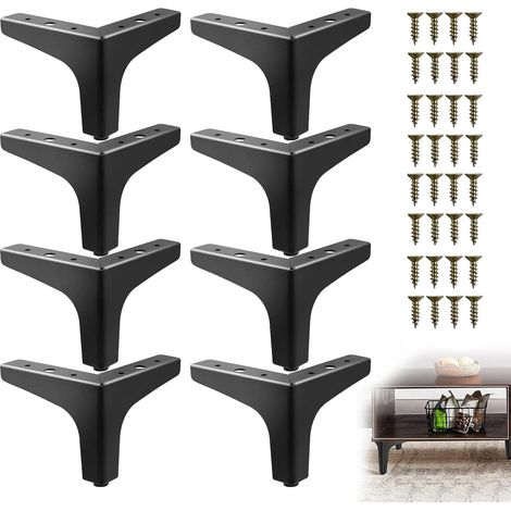 Lot de 8 Pieds de Meubles Noirs 10 cm Pied Canapé Métal  Pieds de Table Basse avec Vis Triangle Pied d’angle de Meuble Modernes pour Canapé Armoire Commode Buffet Table de Chevet (1/5)