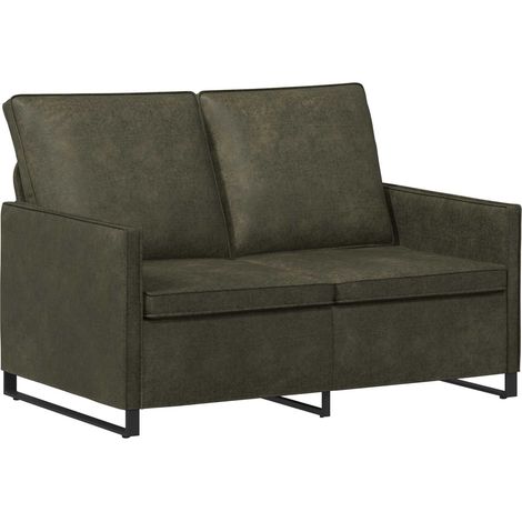 2 Seater Sofa Army Green 130 x 81 x 82 cm Faux Suede Fabric vidaXL (1/5)