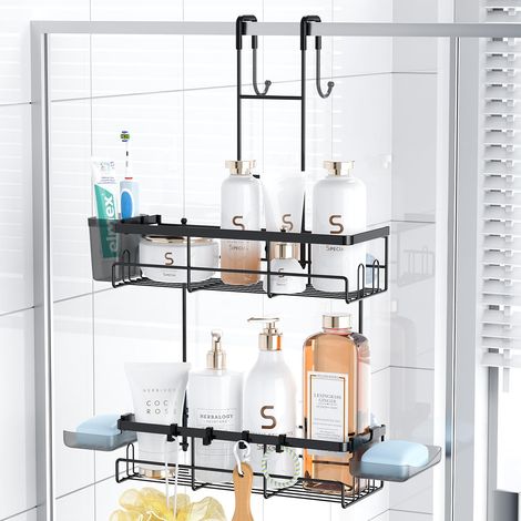 Duschablage für die Tür: Rostfreier Duschorganizer, kein Bohren erforderlich Inklusive Haken und Seifenschalen für Shampoo, Spülung und andere Badezimmerartikel rutschfest für alle Duschräume (1/5)