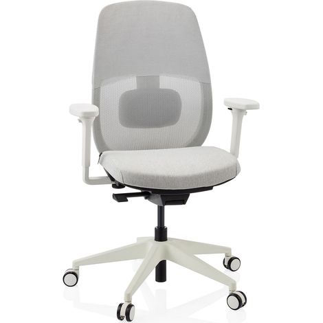 Chaise de bureau ergonomique Skandis sans appui-tête grise / piètement blanc hjh OFFICE