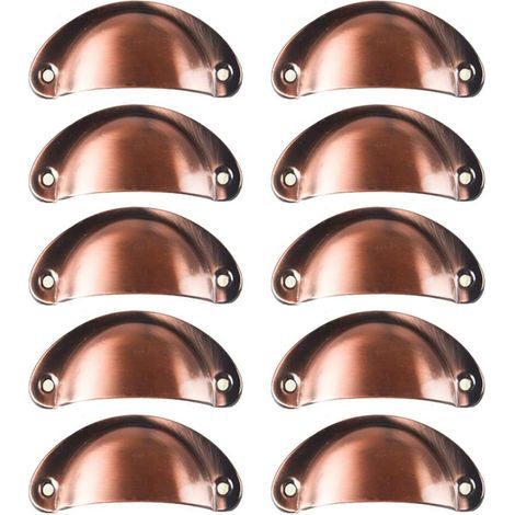 10x Poignée de Coquille Vintage pour Tiroir Armoire Meuble Cuisine, Fer Incurvé Bouton de Porte de Placard Retro 8,2 cm x 3,5 cm,Métall Bouton Porte pour Armoire Meubles Décoration(Cuivre rouge) (1/4)