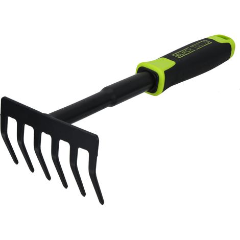 Black Tools® - Rastrello a mano da giardino, per pulire e allentare, manico antiscivolo, resistente alla corrosione, lunghezza 30 cm, per giardino, vasi, aiuole