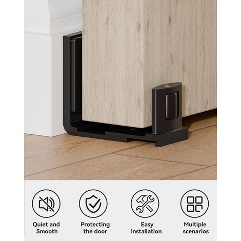 Guida inferiore per porta scorrevole a fienile, design flessibile a forma di U, lega di alluminio con rulli in nylon lisci, montaggio a parete (1/4)