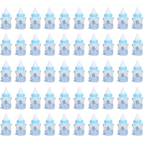 50 Pièces Mini Bouteilles Chocolat pour Cadeaux Fête Naissance, Baptême, Décorations (Bleu) (1/5)