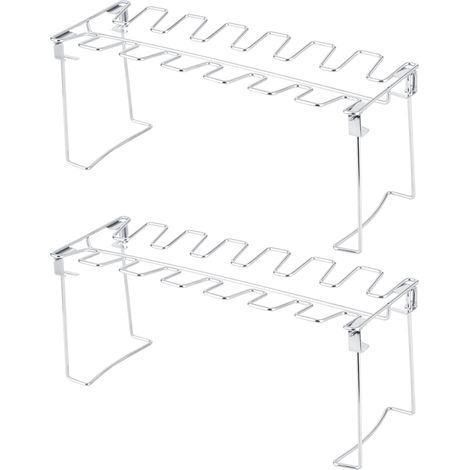 2 pièces Support de Cuisson pour Ailes et Cuisses de Poulet, Gril Pliable en Acier Inoxydable pour Barbecue et Four (1/5)