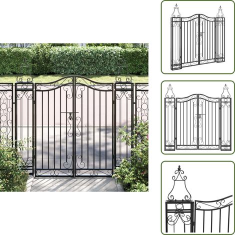 Puerta de patio - vidaXL Puerta de jardín de hierro forjado negro 121x8x120 cm - Puerta de jardín decorativa