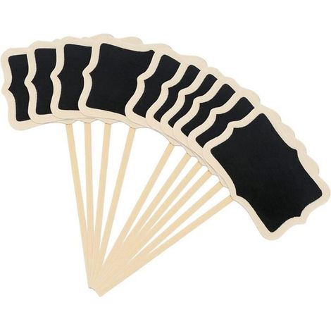 Étiquettes de plantes en bois - - 20 Pcs - Noir - Polygone (1/4)