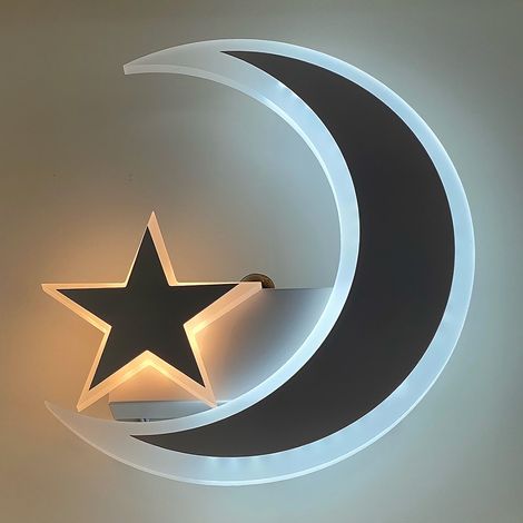 APPLIQUE LAMPADA DA PARETE A MURO MODERNA LED LUNA CON STELLA LUCE CALDA 3000K (1/5)