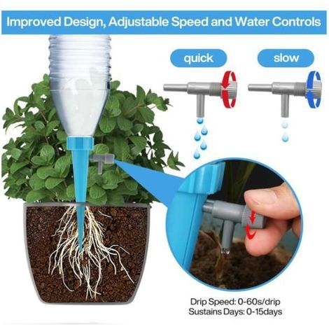 24 Pièces Cône d'Arrosage Automatique Interieur avec Vannes, Irrigation Systeme Arrosage Goutte (1/5)