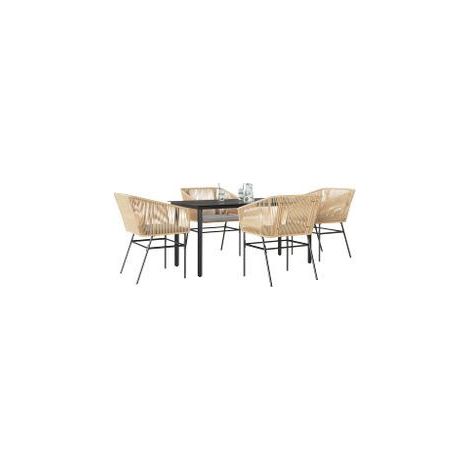 Ensemble à manger jardin coussins 5pcs marron poly rotin verre (1/5)