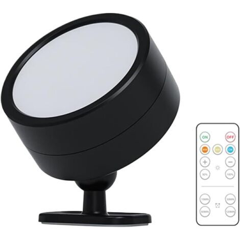 Aplique decorativo de pared con mando a distancia. Fuente de luz LED con mando a distancia e interruptor. Lámpara de pared de ABS, color negro, 1 unidad. (1/5)