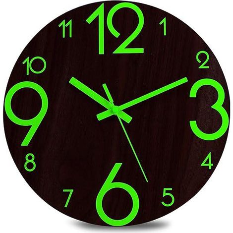 Numéros Plats Horloge Murale Lumineuse Pendule Fluorescente Silencieuse Grande Décorative pour Cuisine Bureau Cham 30cm (1/4)