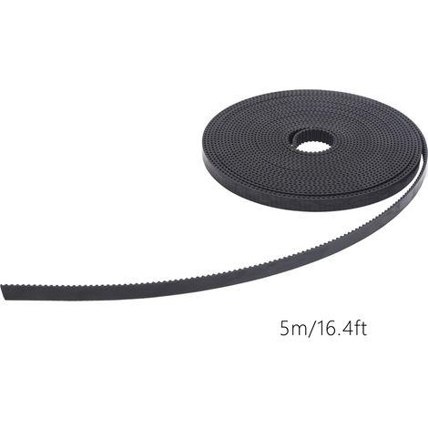 Courroie synchrone 2GT-6 mm en polyuréthane, noire, âme en acier, caoutchouc, fibre de verre, 5 m (1/5)