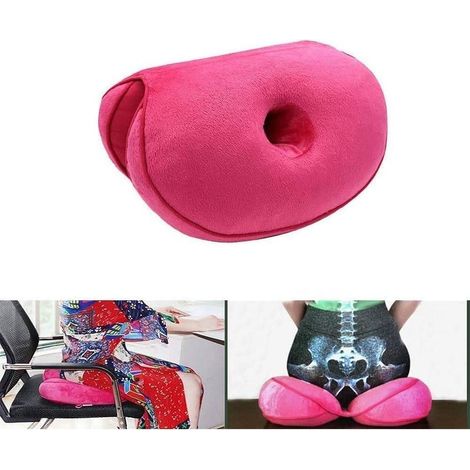 Coussin de siège double confort pour soulever les hanches, coussin de siège orthopédique en mousse à mémoire de forme pour soulager la pression de la sciatique, du coccyx et de la hanche sur le dos (r (1/5)
