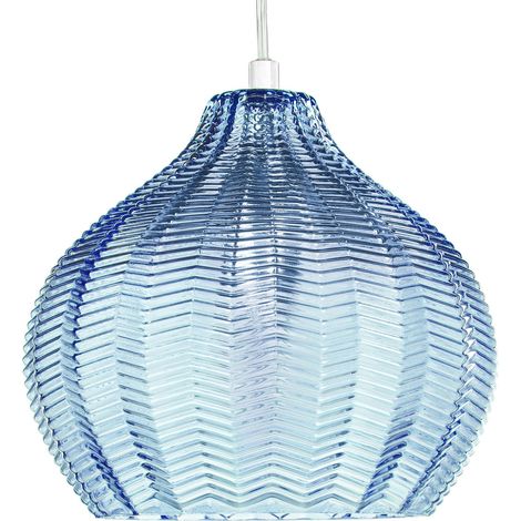 Lampada a sospensione con paralume in vetro Retro Blue Keila (1/5)