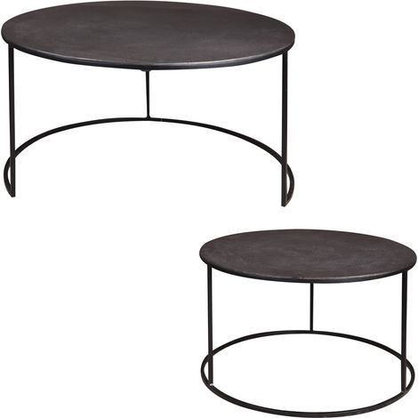 Table Passion - Set de 2 tables en métal noir diamètres 61 et 76 cm