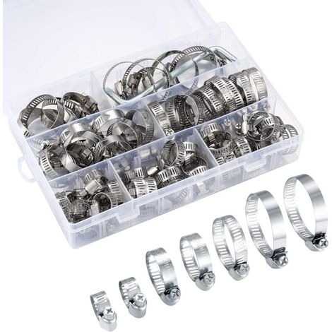 Verstellbare Schlauchschellen, Schlauchschellen, Edelstahl-Schlauchschellen, Autoreifen, Pool-Schlauchschellen, 60 Stück/8–38 mm