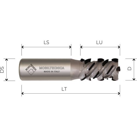 FRESA ELICOID IN DIA Z2+2 AS 54,9° CORPO IN ACCIAIO PCD H4,5 MM - MOBILTECNICA .82D25 LU 65 DS25 LT135 Z(2+2)(26DP+1DP) AX54,9° SX H4,5