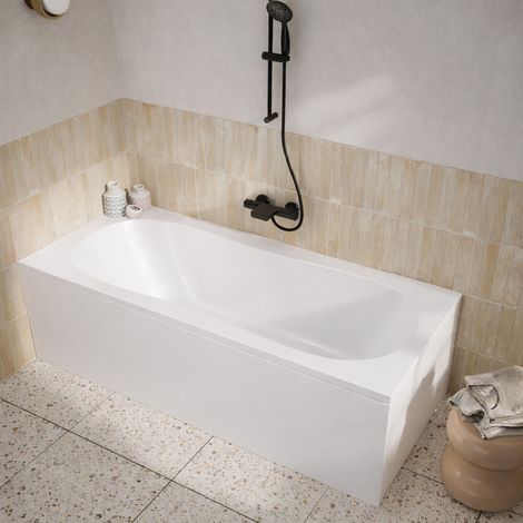 pack baignoire 180x80cm et 2 tabliers recoupables - blanc mat - marina round duo (1/5)