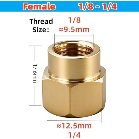 (1I8-1I4 (2PCS)) Raccord de tuyauterie en laiton, tuyau en cuivre, manchon hexagonal, coupleur, connecteur rapide, filetage femelle 1", réducteur pour eau, carburant et gaz (1/5)