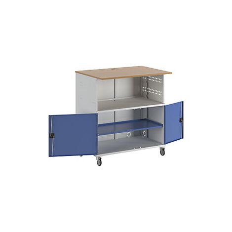 RAU  Tavolo per PC  con ripiano a tutta lunghezza  con set di