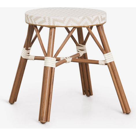 SKLUM Pack mit 4 niedrigen Gartenhockern 45 cm aus Aluminium und synthetischem Rattan Brielle Bistro Beige Nude - Gardenia Weiß                                  