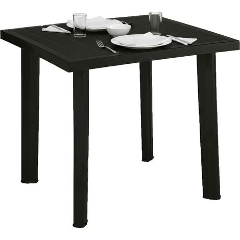 Tavolo da Esterno Tessner, 4 Posti, Lunghezza Massima 80 cm Made in Italy, Finitura Effetto Liscio, 80x75x72h cm Nero Antracite