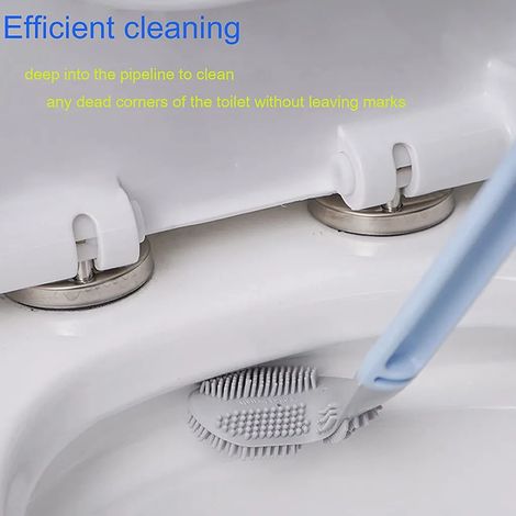 Cepillo de inodoro y soporte con limpiador bajo el borde para baño, Cepillo WC y Caddy con cerdas resistentes a los arañazos y cepillo de labios debajo del borde, Azul (1/5)