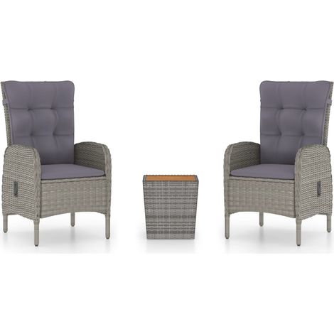 Maison Exclusive - Set da Bistrot 3 pz in Polyrattan e Legno Acacia Grigio