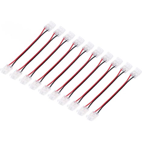Lot de 10 connecteurs pour ruban LED COB, 2 broches, en polycarbonate, largeur 10 mm, double tête, rallonge pour ruban LED.