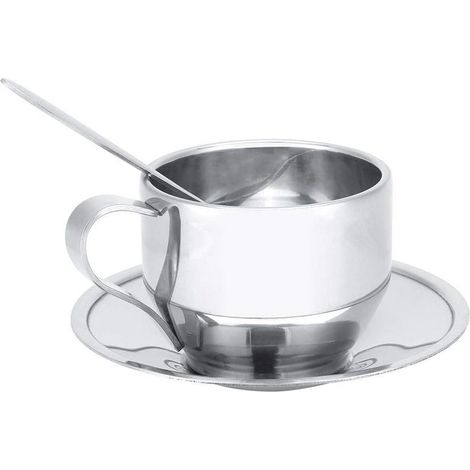 120-ml-Doppelwand-Kaffeetassenset mit Löffel und Untertasse – Ideal für Valentinstag, Cappuccino, Latte Macchiato und Milchkaffee – Aus Edelstahl
