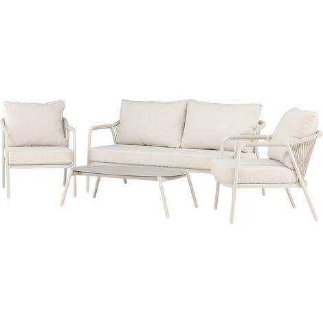 Sicily Loungeset 1 Sofa, 2 Stühle, 1 Couchtisch beige. (1/5)